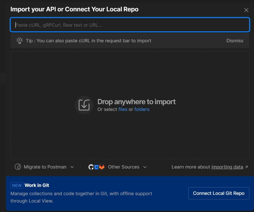[Screenshot: Import Collection]